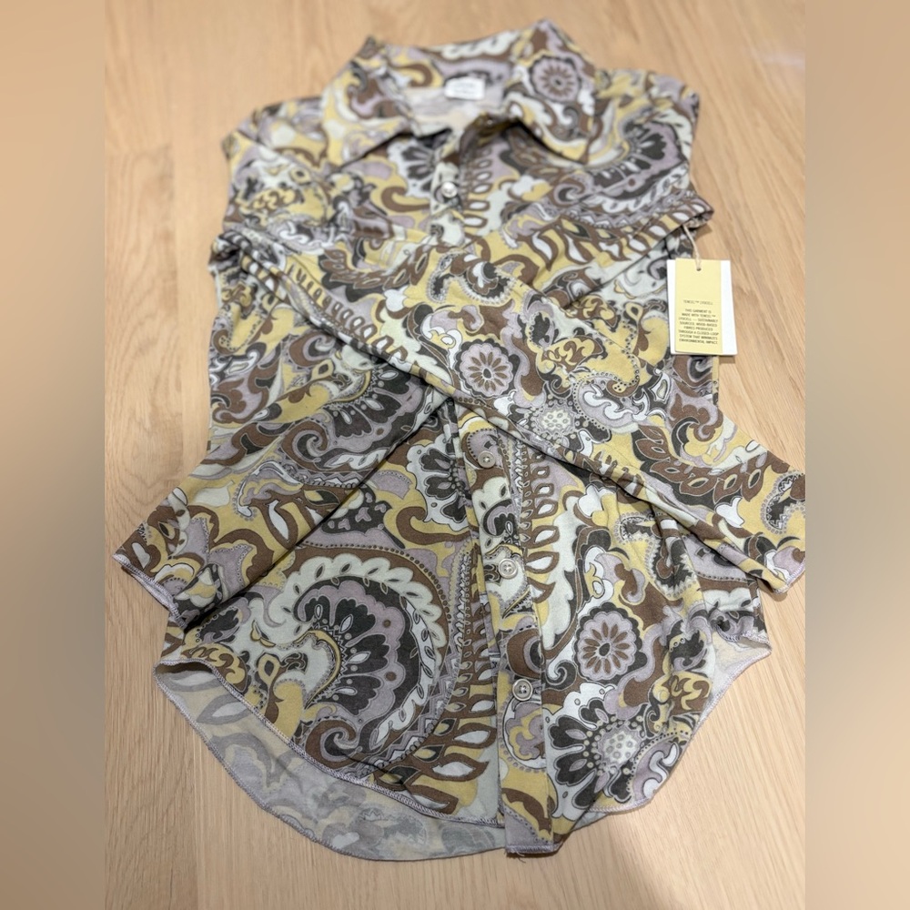 NWT-Wilfred Paisley Button-Down Shirt - Picture 5 of 8